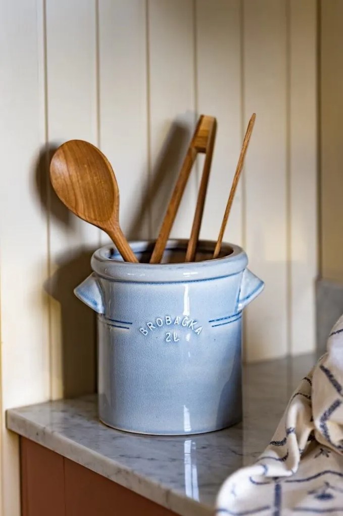 Ghiveci din ceramică glazurată manual 2L bleu deschis, „Brobacka"