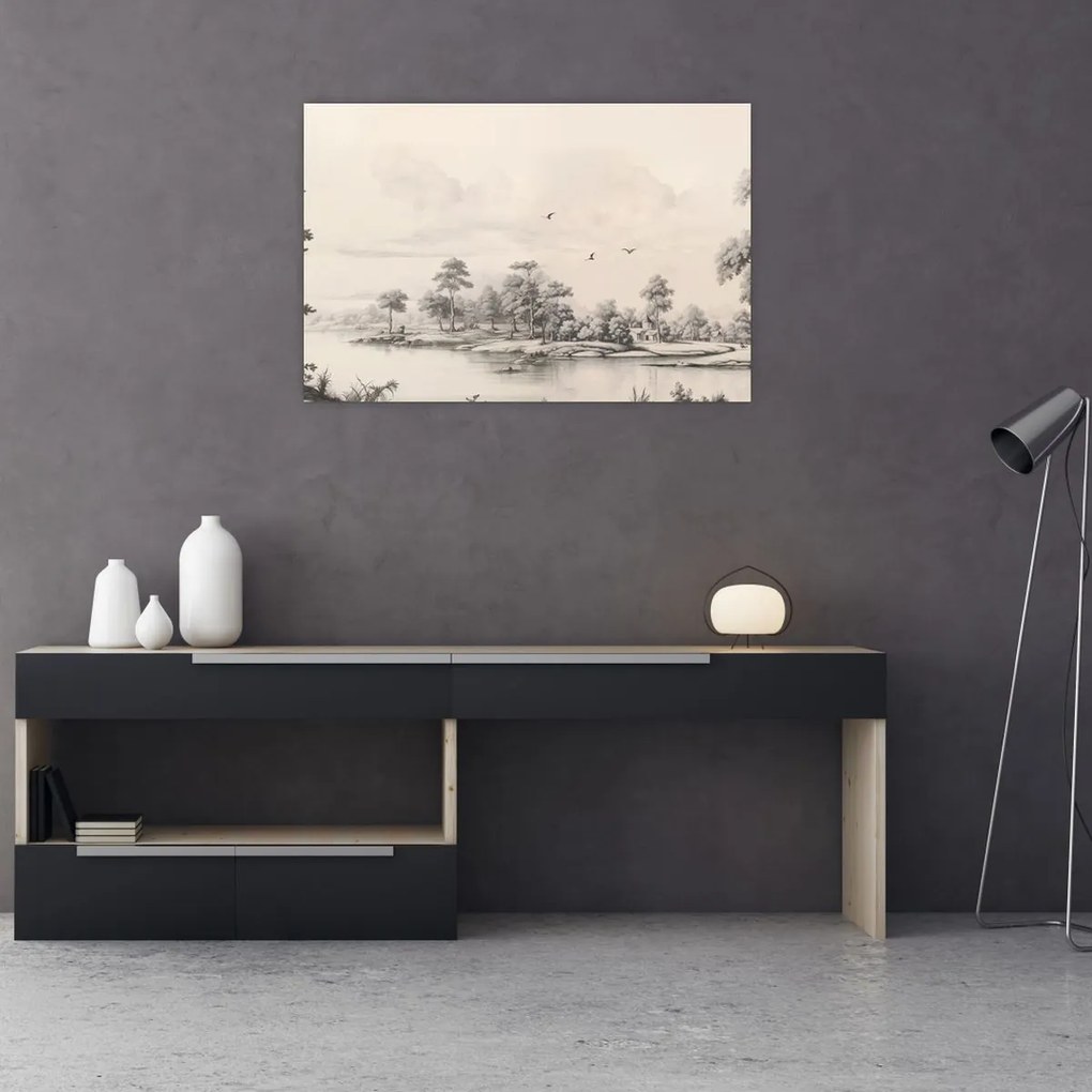 Tablou - Vintage peisaj desen peisaj (90x60 cm)