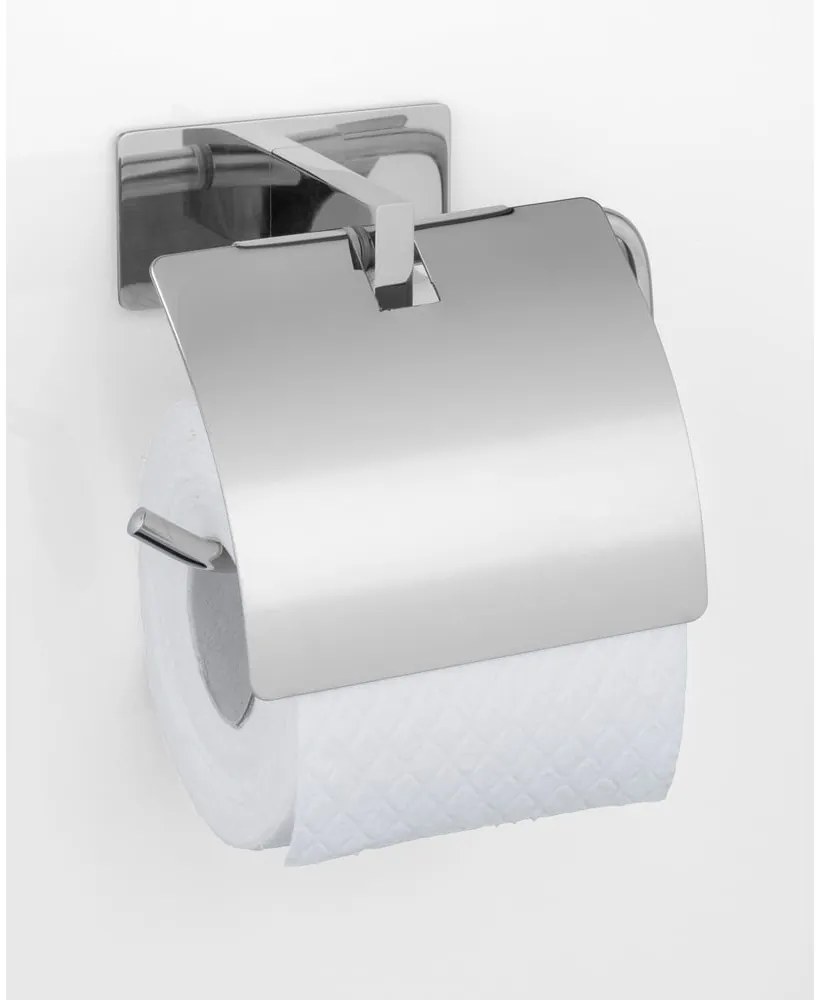 Suport pentru hârtie igienică argintiu lucios autoadeziv din oțel inoxidabil Genova – Wenko
