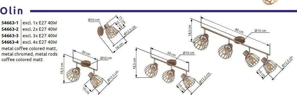 Plafoniera de tavan din metal OLIN 3L