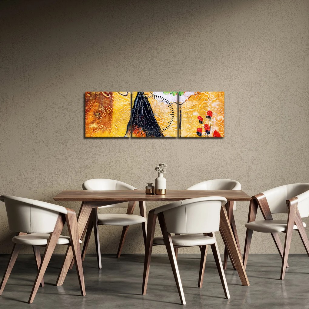 Tablou - Balerine dansînd, pictură în ulei (cu ceas) (90x30 cm)