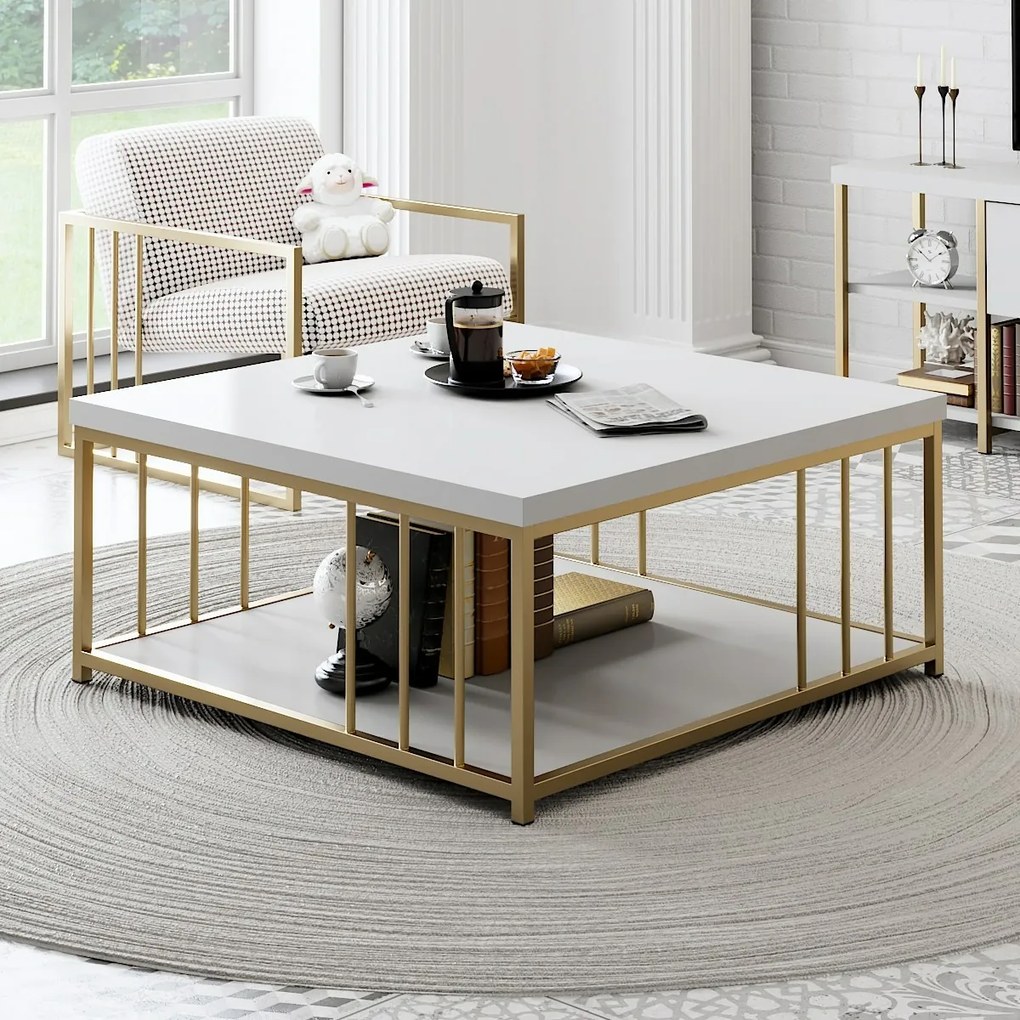 Măsuță de conferință Zenn White and Gold