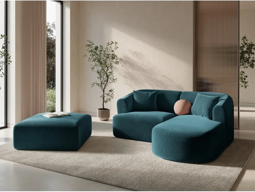 Taburet petrol cu tapițerie din catifea Campi – Cosmopolitan Design