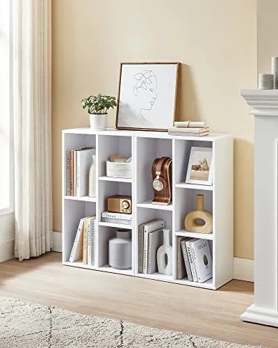 Biblioteca living alba din PAL melaminat, 50x24x80 cm, Vasagle
