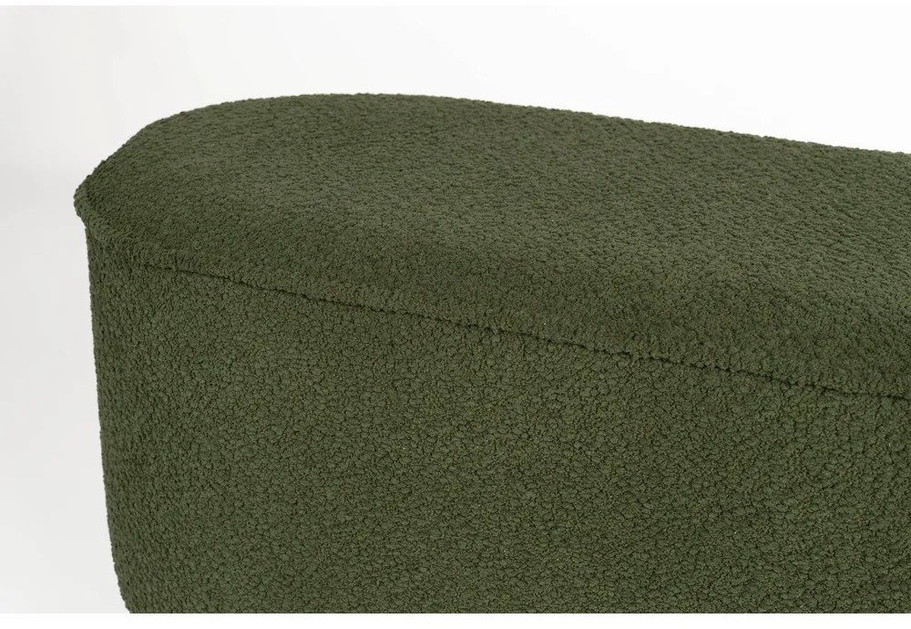 Bancă verde cu tapițerie din țesătură bouclé Marcos – White Label