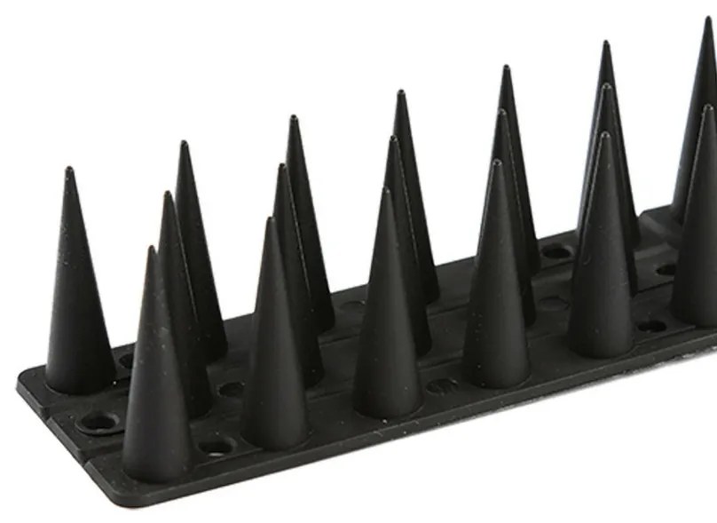 Set de 4 bucăți de țepușe pentru păsări, plastic negru, 44,5 x 3,7 cm