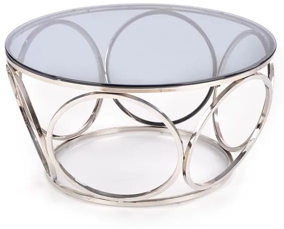 Masa de cafea Venus sticla fumurie/argintiu ø80/44 cm