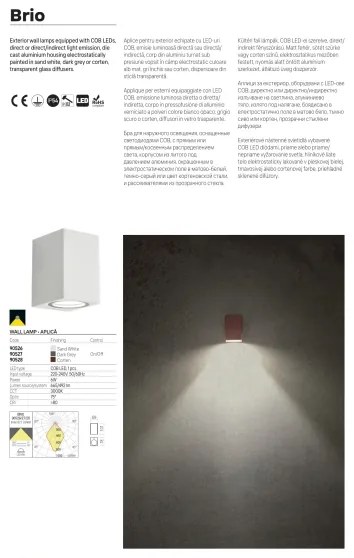 Redo 90527 - Aplică de perete BRIO pentru exterior, LED, 6 W, 230 V, 3000 K, IP54, antracit