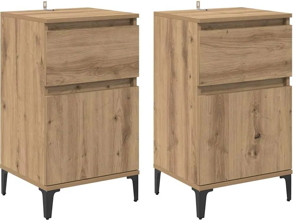 vidaXL Dulap de noapte 2 pcs Stejar Artizanal 40 x 35 x 70 cm