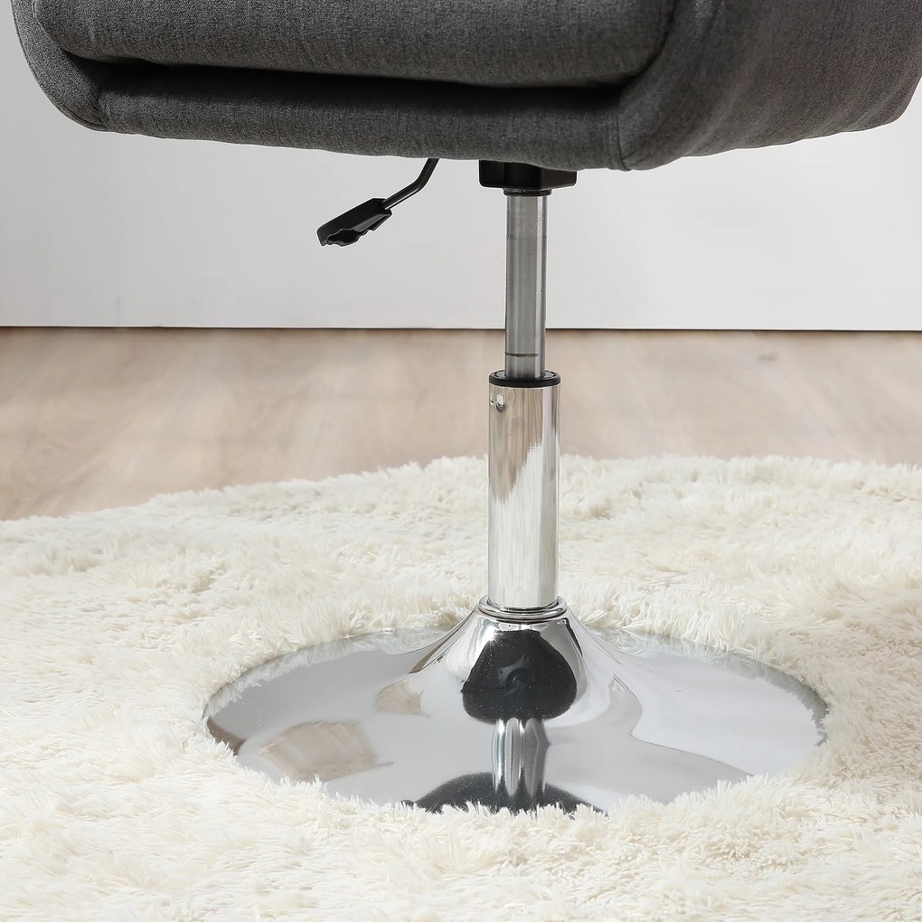 HOMCOM Fotoliu de salon Confort Maxim Pernițe lombare Înălțare reglabilă Rotativ 360° Picior metal cromat Lin Gri | Aosom Romania