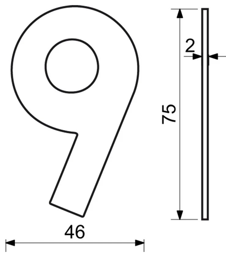 Numărul casei 9", RN.75L, negru"