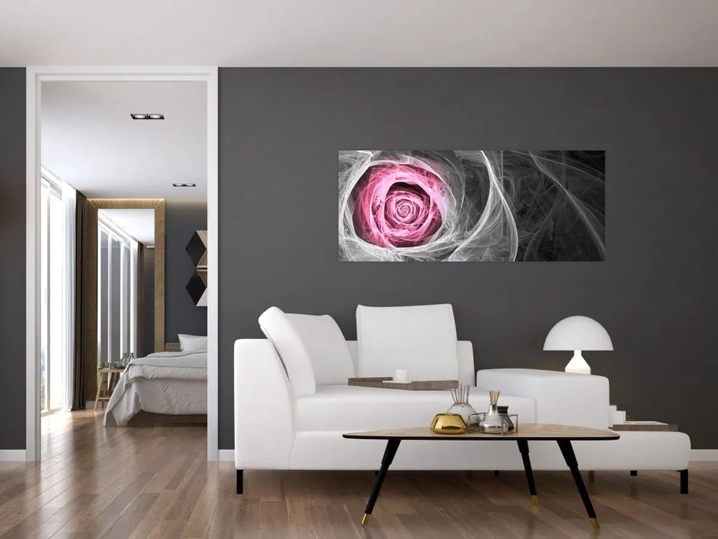 Tablou - Trandafir abstract, fucsia (120x50 cm)