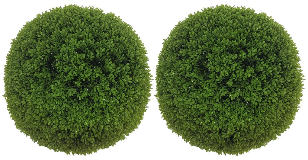 HOMCOM Set de 2 bule de bux artificial de 40 cm decorațiuni pentru interior sau exterior verde închis | Aosom Romania