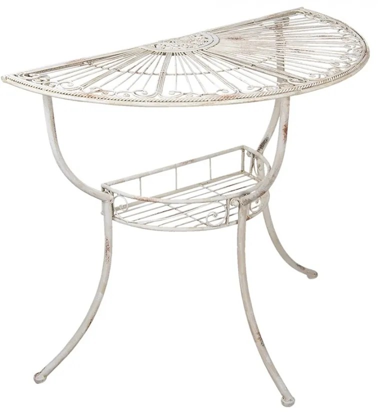 Consola alba, din metal, aspect vintage, Virelle