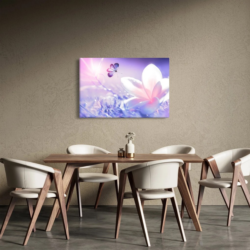 Tablou - Fluture lângă floare (90x60 cm)