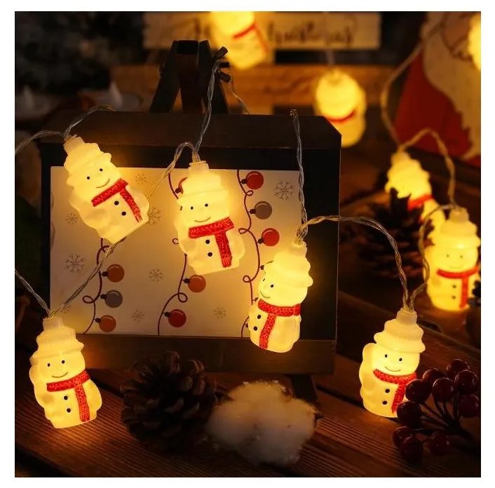 Instalație LED de Crăciun Retlux 20xLED/3xAA/alb cald 3,3m oameni de zăpadă