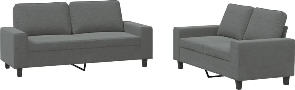 vidaXL Set de canapele, 2 piese, gri închis, material textil