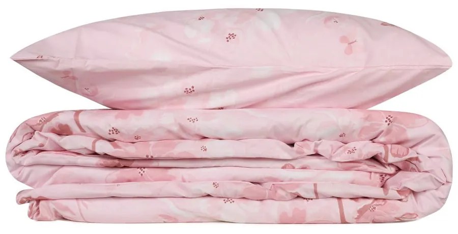 Lenjerie de pat roz din bumbac ranforcé pentru pat de o persoană 140x200 cm Elena – Mijolnir