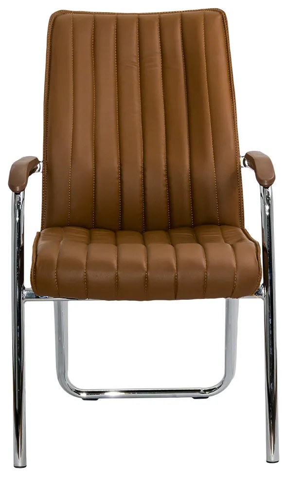 Scaun vizitator maro HRC 614 din piele ecologică și cadru cromat
