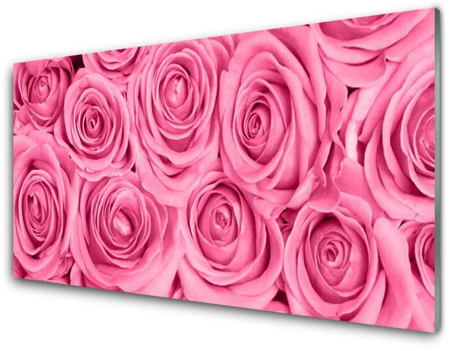 Tablou pe sticla acrilica Trandafiri roz Floral