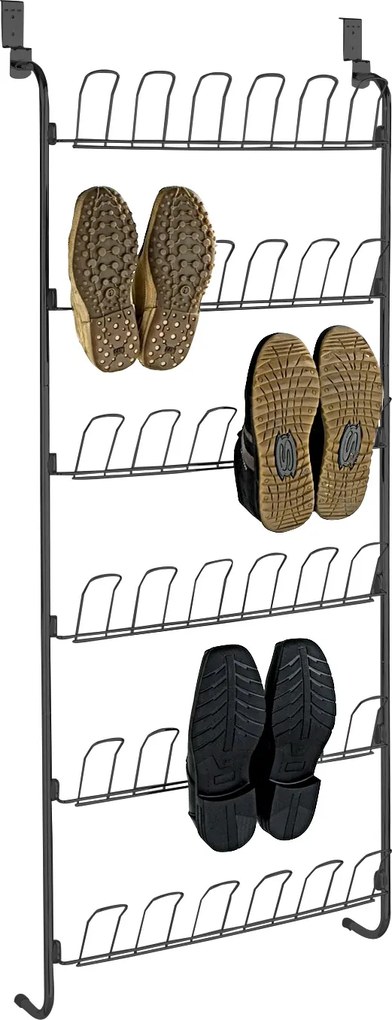 Organizer pentru pantofi pentru ușă din metal, 18 perechi, WENKO, negru