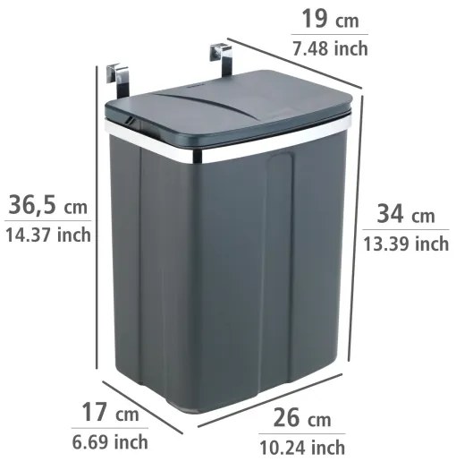 WENKO 54903100 - Coș montabil pe ușă, 26x36,5 cm, gri/argintiu