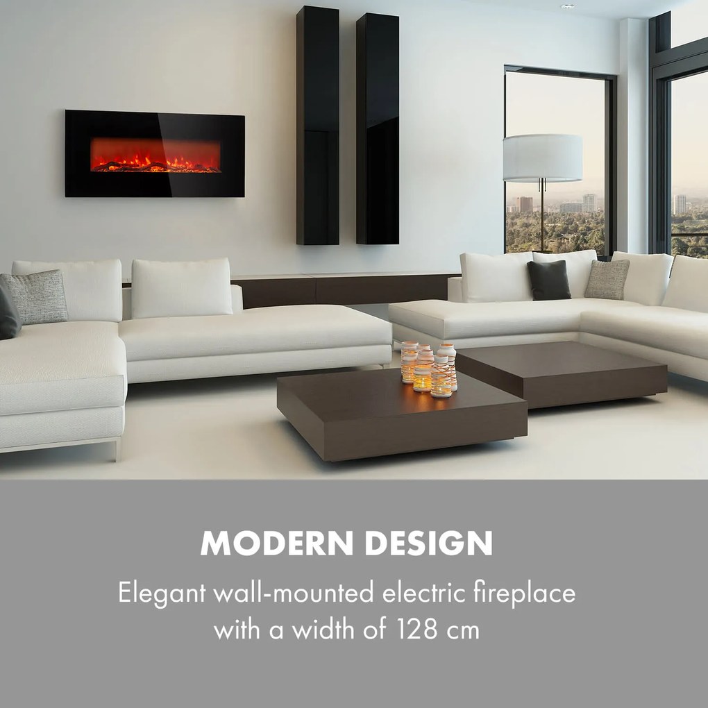 Klarstein Lausanne Long, Șemineu electric, 1600W, 2 setări de temperatură, 128 cm