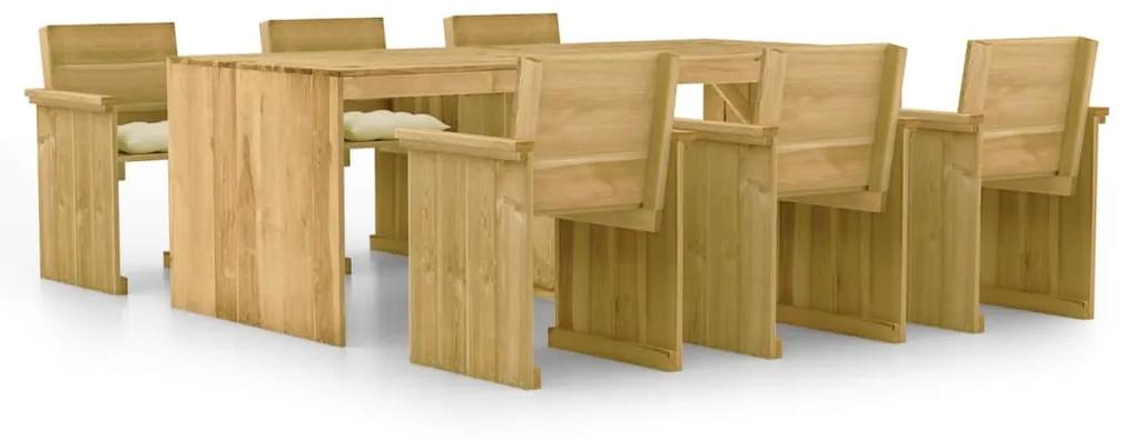 3065731 vidaXL Set mobilier de grădină cu perne, 7 piese, lemn de pin tratat
