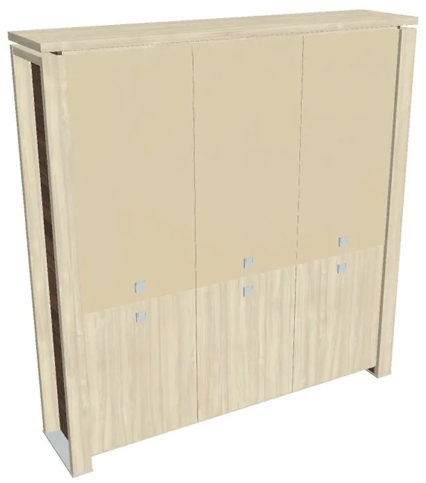 Dulap înalt Verno+ 200 x 46 x 210 cm, uși combinate, salcâm / vanilie