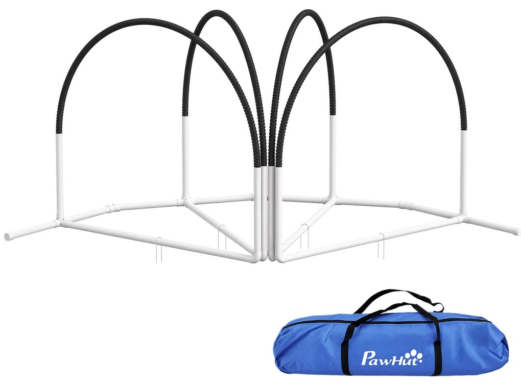 PawHut Lot de 4 piese echipament agility - hooper agility - arceau antrenament pentru câini, obstacol cu sac de transport | Aosom Romania