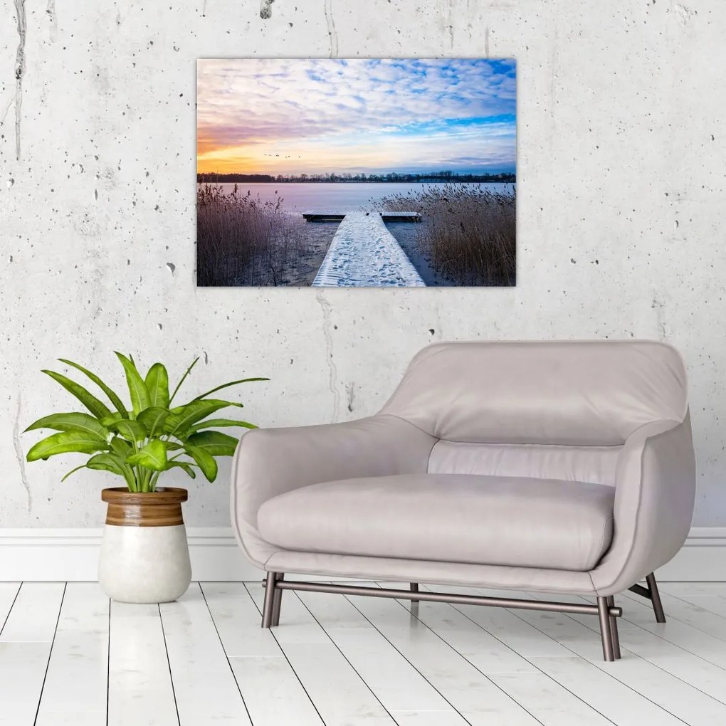 Tablou - Lac înghețat, Ełk, Mazury, Polonia (70x50 cm)