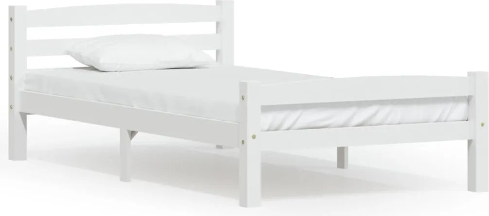 vidaXL Cadru de pat, alb, 90x200 cm, lemn de pin masiv