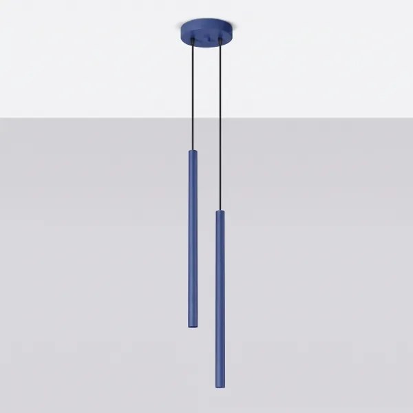 Sollux SL.2126 - Candelabru suspendat pe cablu PASTELO 2xG9/8W/230V albastru