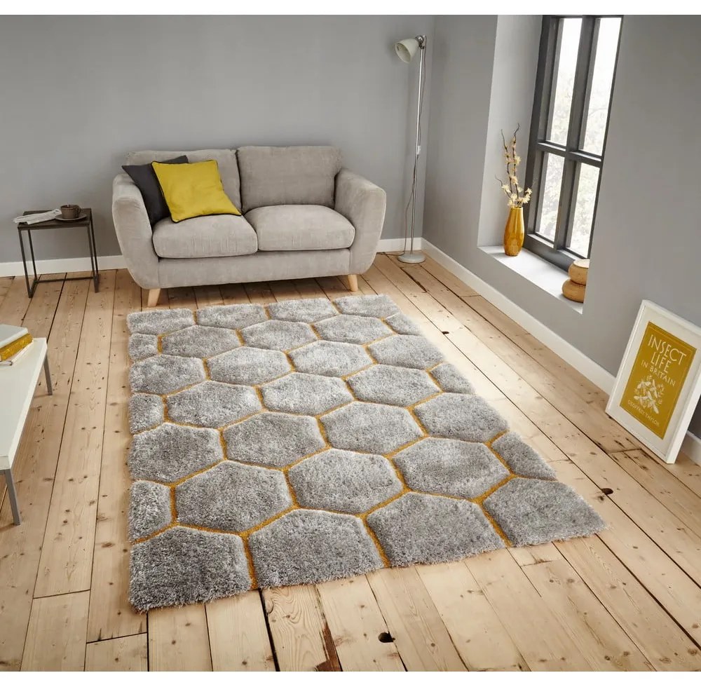 Covor Think Rugs Noble House, 120 x 170 cm, gri-galben