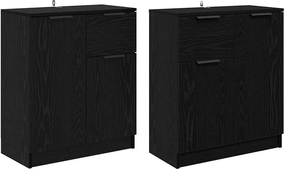 vidaXL Bufeturi 2 pcs Stejar Negru 60 x 30 x 70 cm Lemn compozit