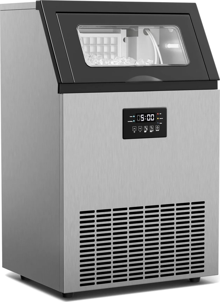 Klarstein Mașină de gheață industrială Glacial, 45 kg, cu afișaj LED și fereastră.