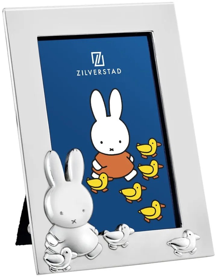 Ramă foto argintie de sine stătătoare din metal 7x10 cm Miffy – Zilverstad