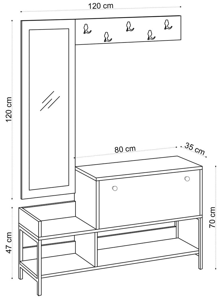 Mobilier hol Aliex 45 (marmură carrara) (cu oglindă). 1102395