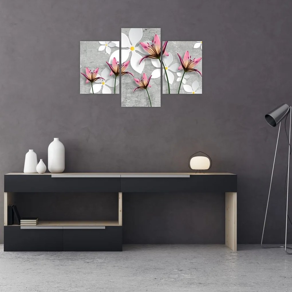 Tablou cu abstracție florală (90x60 cm)