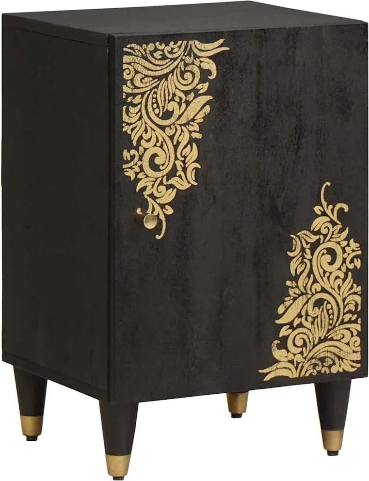 vidaXL Dulap de Baie cu ușă Negru 38 x 33 x 58 cm Lemn de mango solid