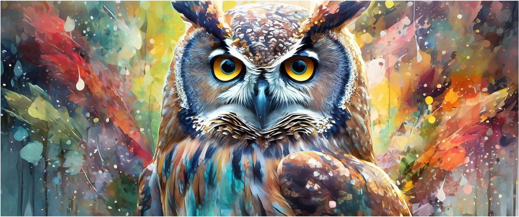 Tablou - Pictură de o bufniță (120x50 cm)