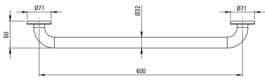 Bara de sustinere 60 cm Deante Lehnen 2 crom lucios 600 mm