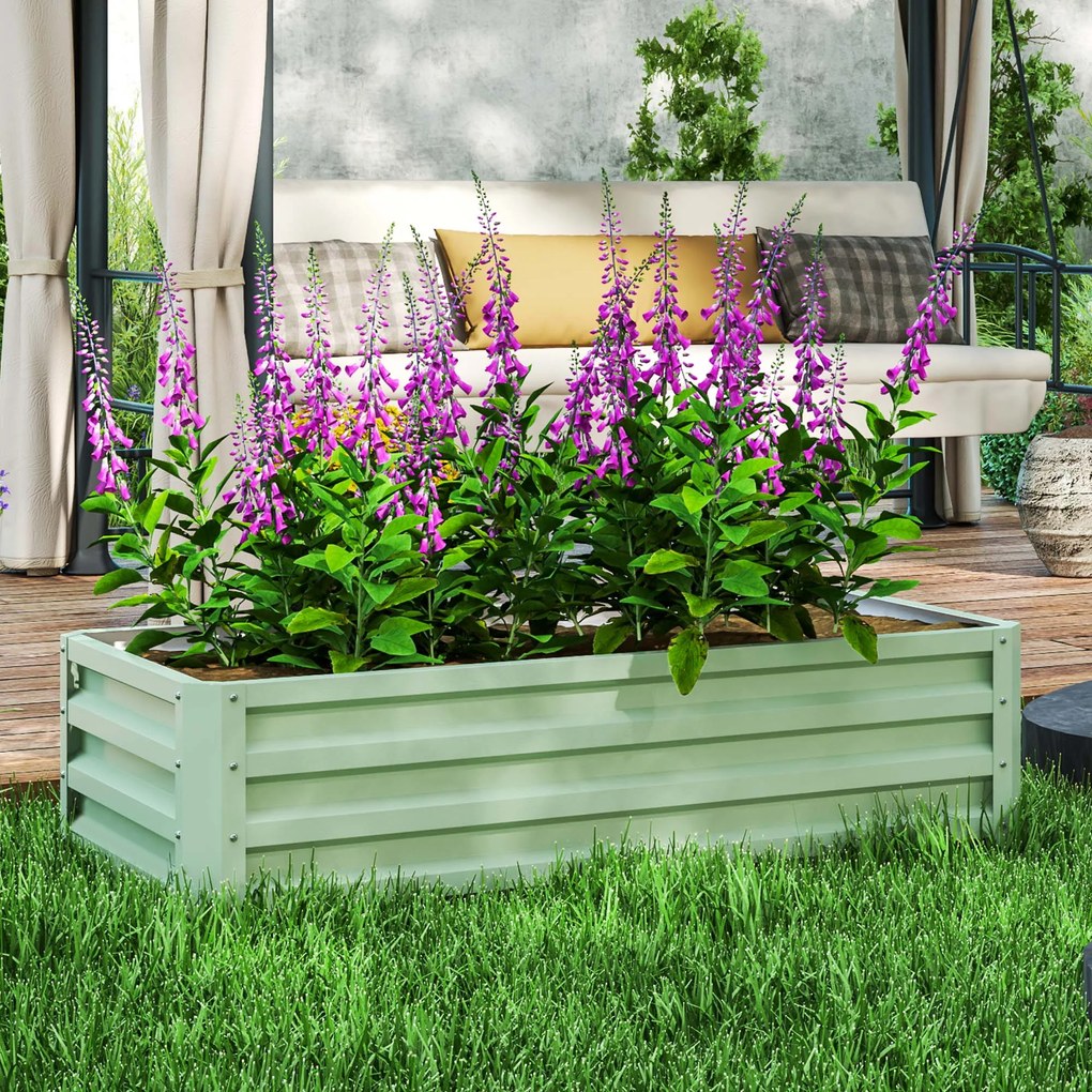 Outsunny Pat înălțat jardiniere, rezistent la intemperii, fund deschis, oțel galvanizat, 120 cm x 60 cm x 30,5 cm, Verde | Aosom Romania
