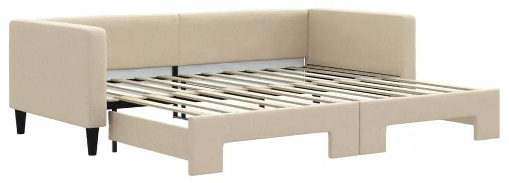 3196582 vidaXL Pat de zi cu extensie, crem, 90x200 cm, textil