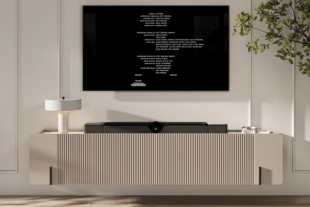 Dulap TV Malmi, 200 cm, suspendat - cașmir / crema bianca / negru