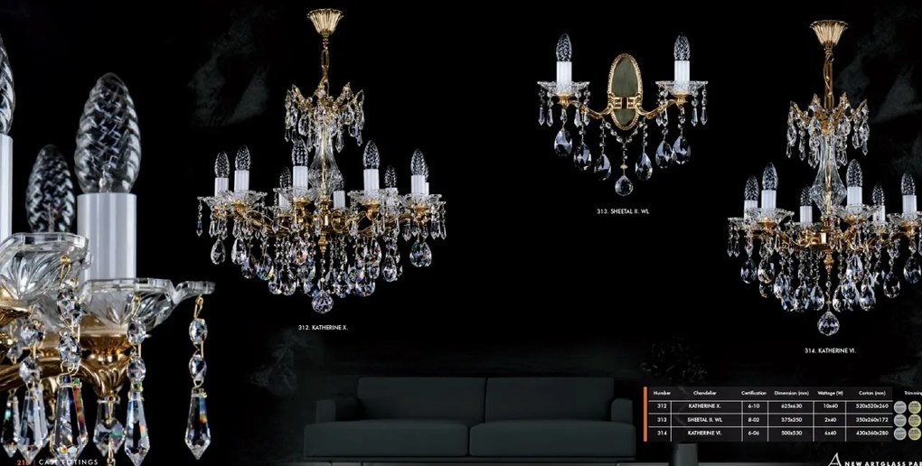 Candelabru Cristal Bohemia Exclusive 6 brate, diam.50cm KATHERINE VI. CE