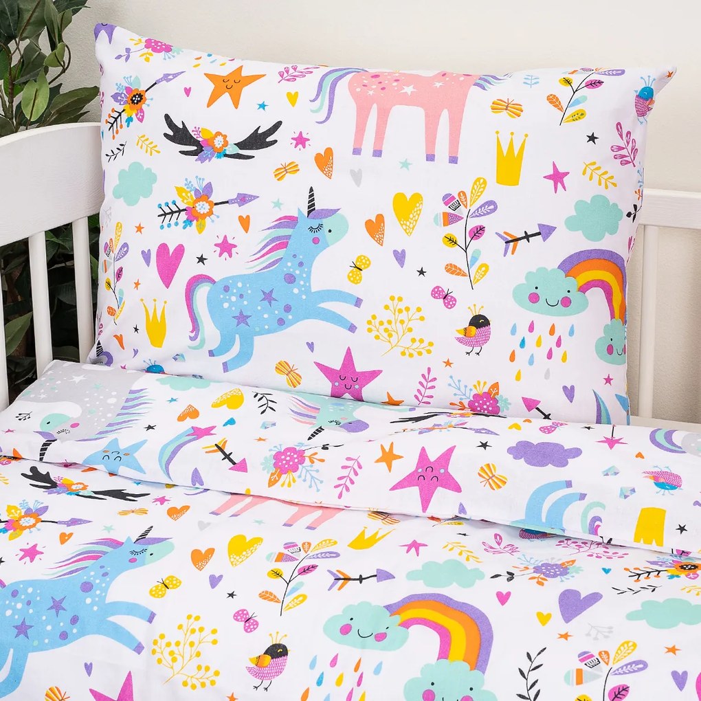 Lenjerie de pat de bumbac pentru pătuț 4Home  Unicorns, 100 x 135 cm, 40 x 60 cm, 100 x 135 cm, 40 x 60 cm