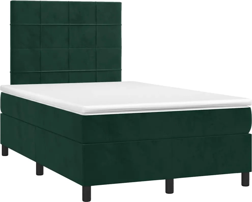 vidaXL Pat box spring cu saltea, verde închis, 120x190 cm, catifea