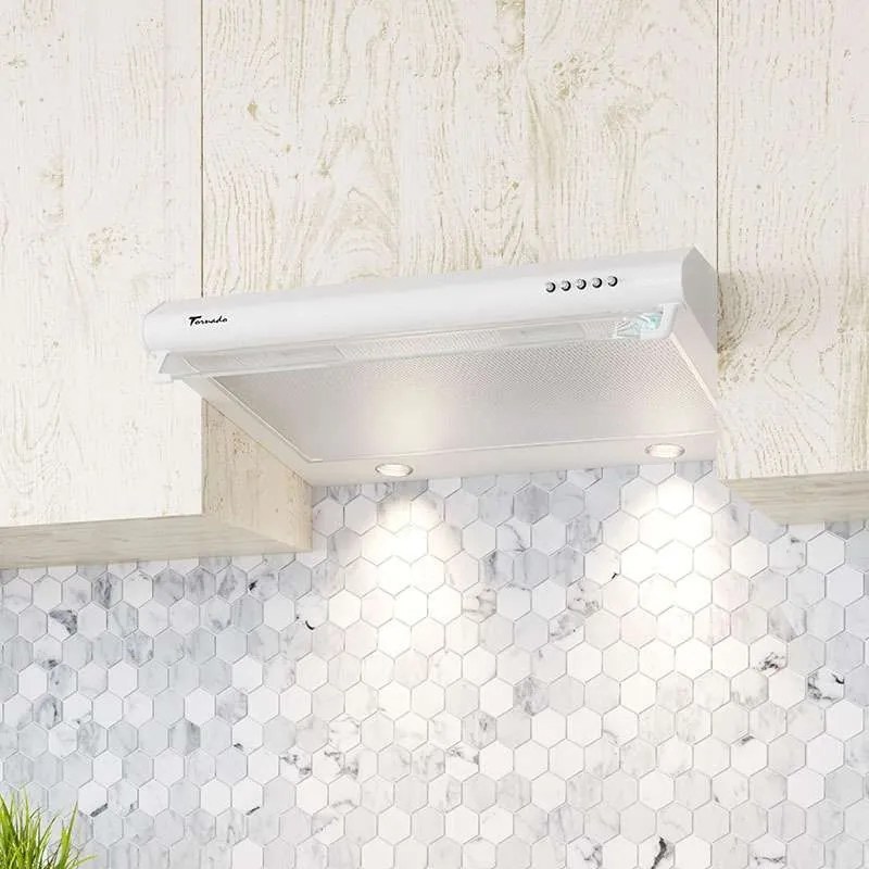 Hota traditionala Tornado Bona 20 (50) LED, 2 motoare, latime 50 cm, absorbtie 560 m3/ora, filtru anti-grasimi aluminiu 5 straturi, Alb
