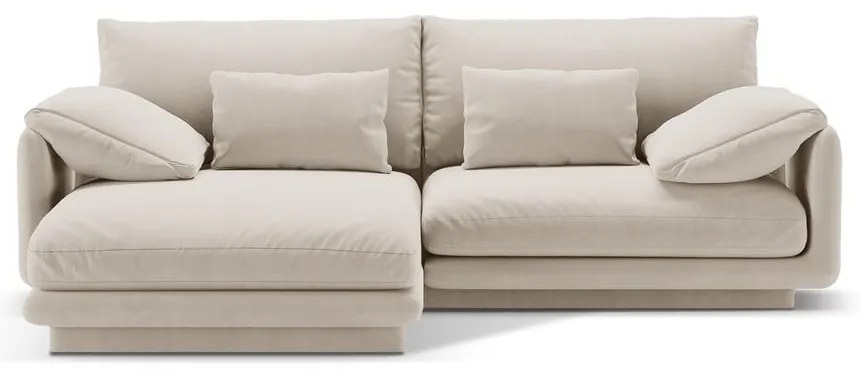 Colțar alb cu tapițerie din catifea (cu colț pe partea stângă /cu șezlong) Torino – Micadoni